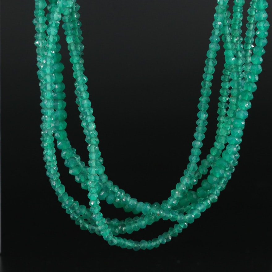 Chalcedony Beaded Necklace with 14K Clasp