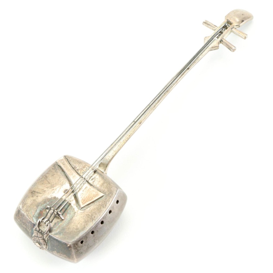 Silvercraft Sterling Silver Shamisen Salt Shaker, Mid-20th Century