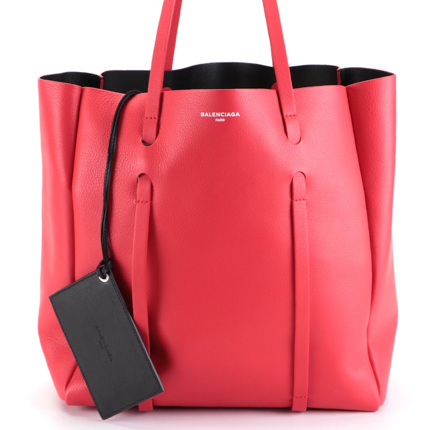 Balenciaga Everyday Small Tote in Red/Black Calfskin Leather with  Pochette