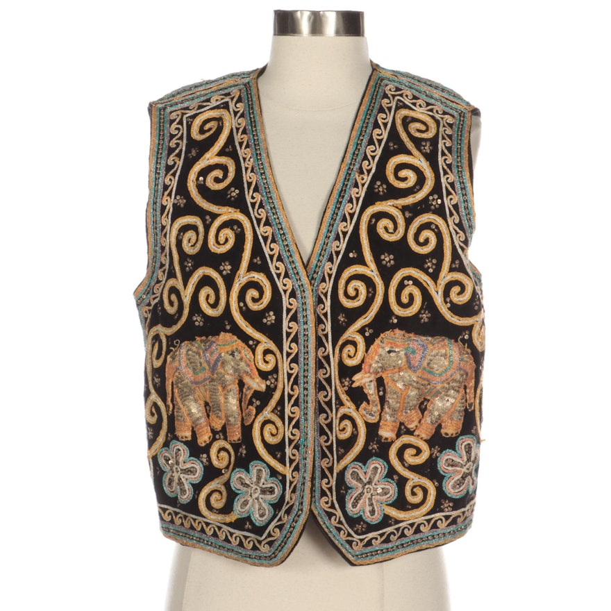 Carol Horn Workshop Indian Inspired Embroidered and Beaded Vest