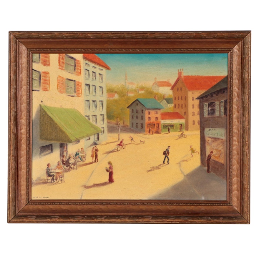 Fred De Sawal French Village Scene Oil Painting