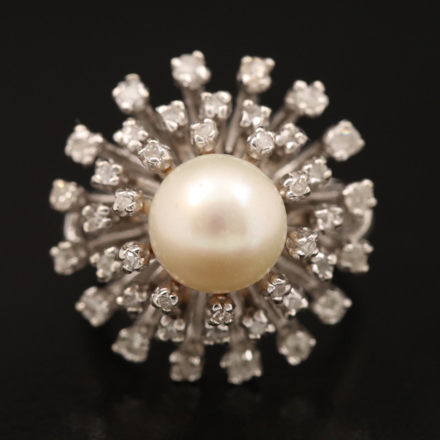 14K Pearl and Diamond Thai Princess Ring