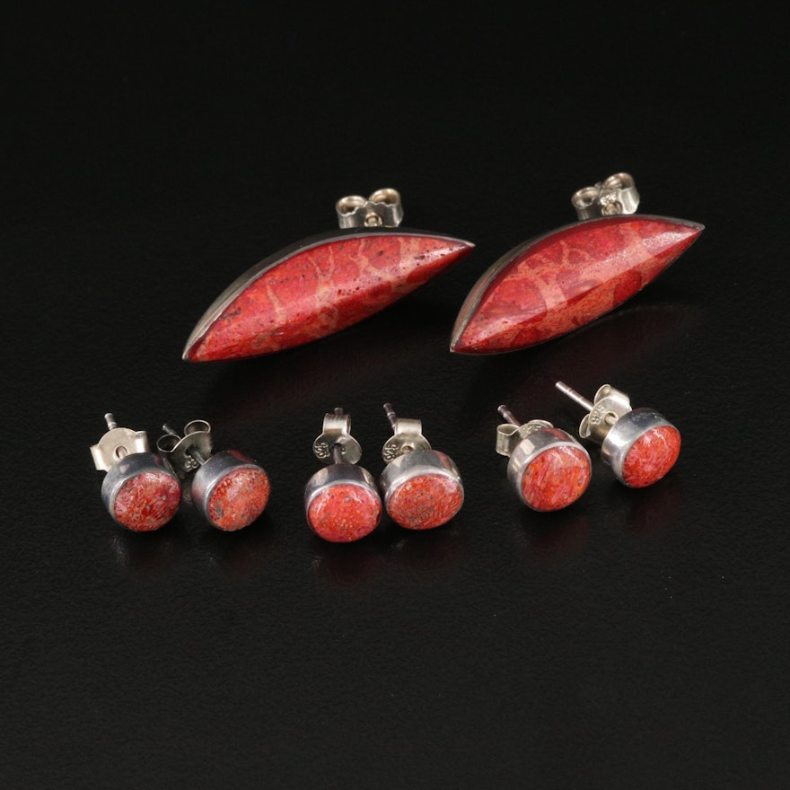 Sterling Coral Earrings