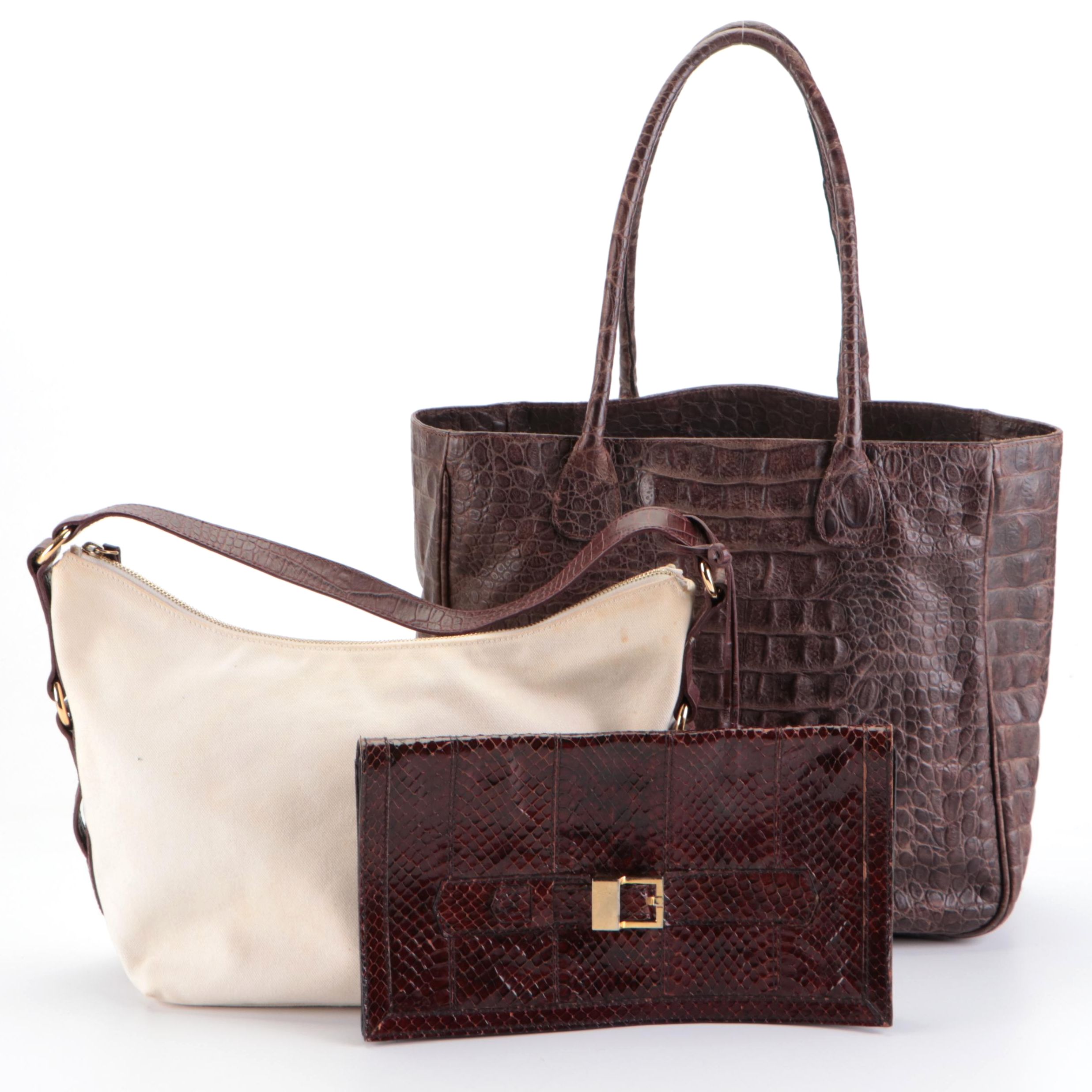 Maurizio Taiuti Croc-Embossed Tote, Ralph Lauren Shoulder Bag, Snakeskin Clutch