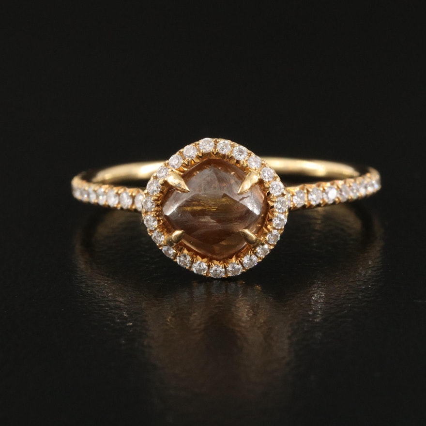 "Diamond In The Rough" 18K Diamond Ring with Rough Cut Center