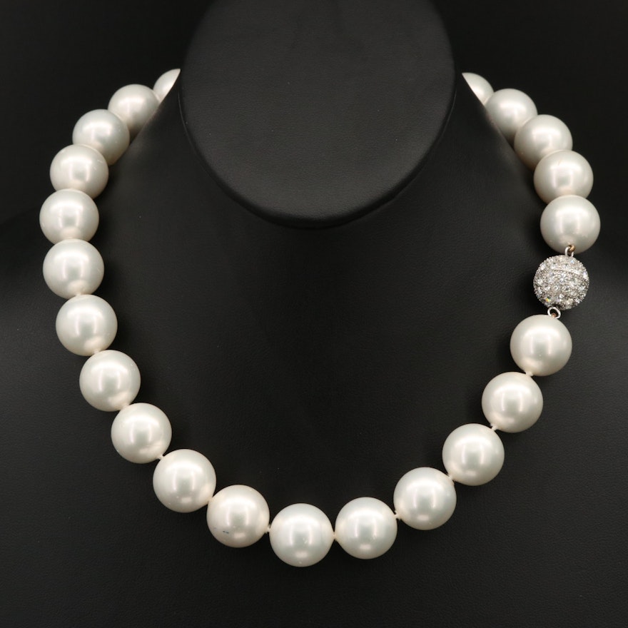 Imitation Pearl and Rhinestone Bead Necklace