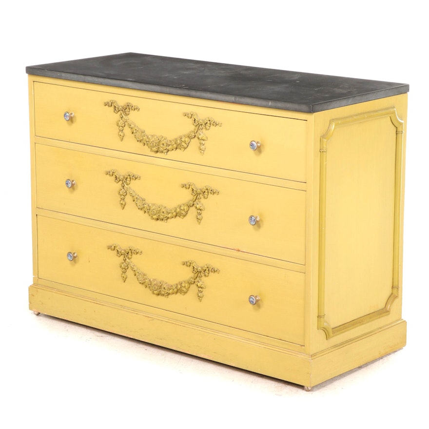 Landstrom Furniture Neoclassical Style Painted and Stone Top Three-Drawer Chest