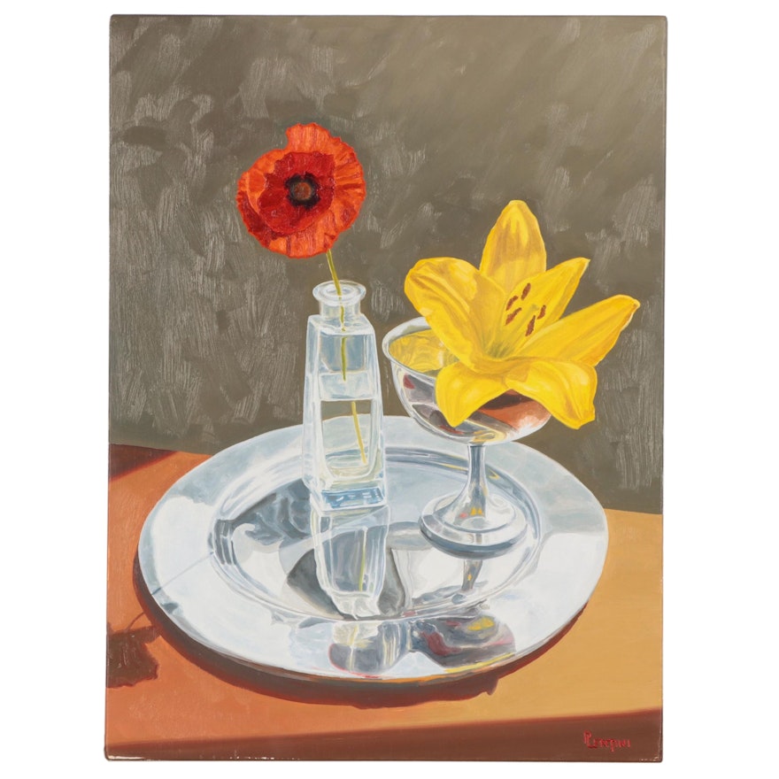 Peter Lentini Still Life Oil Painting "In Good Company," 21st Century