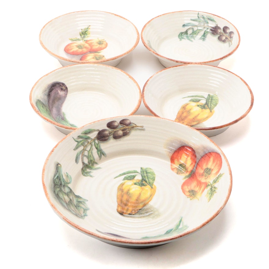 Williams-Sonoma "Jardin Potager" Ceramic Pasta Bowls and Serving Bowl, 2001-2007