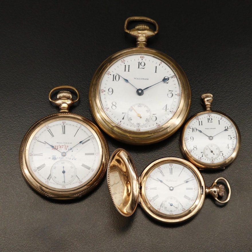 Four Waltham Gold Filled Pocket Watches