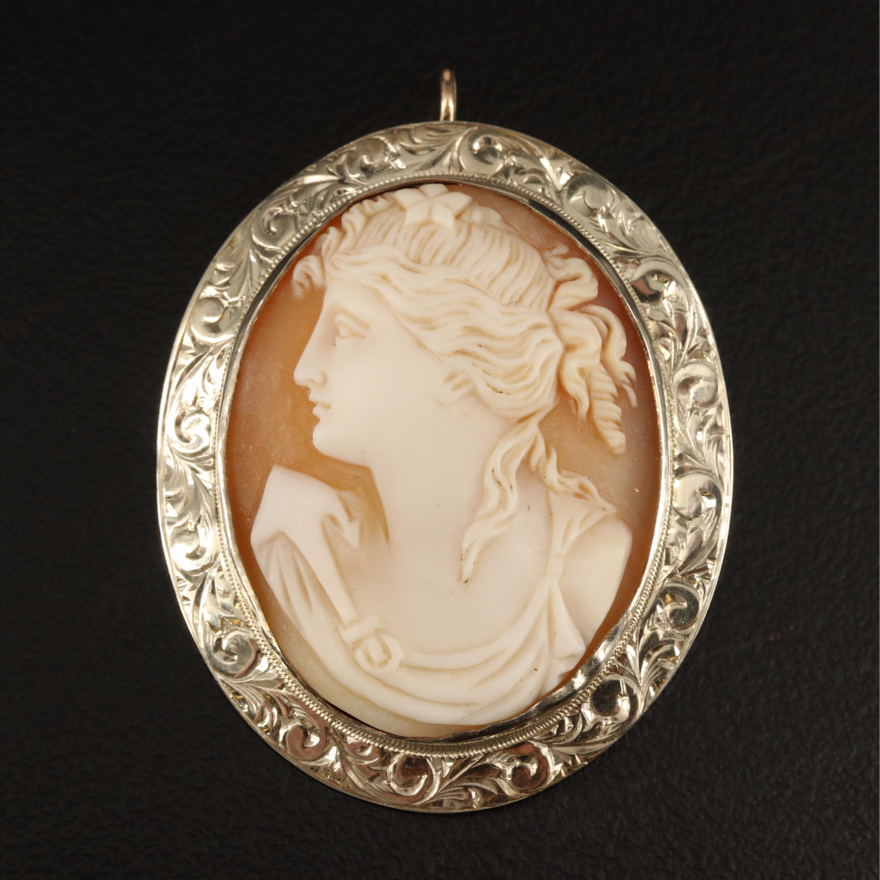 Antique 10K "Anchor of Hope" Shell Cameo Pendant