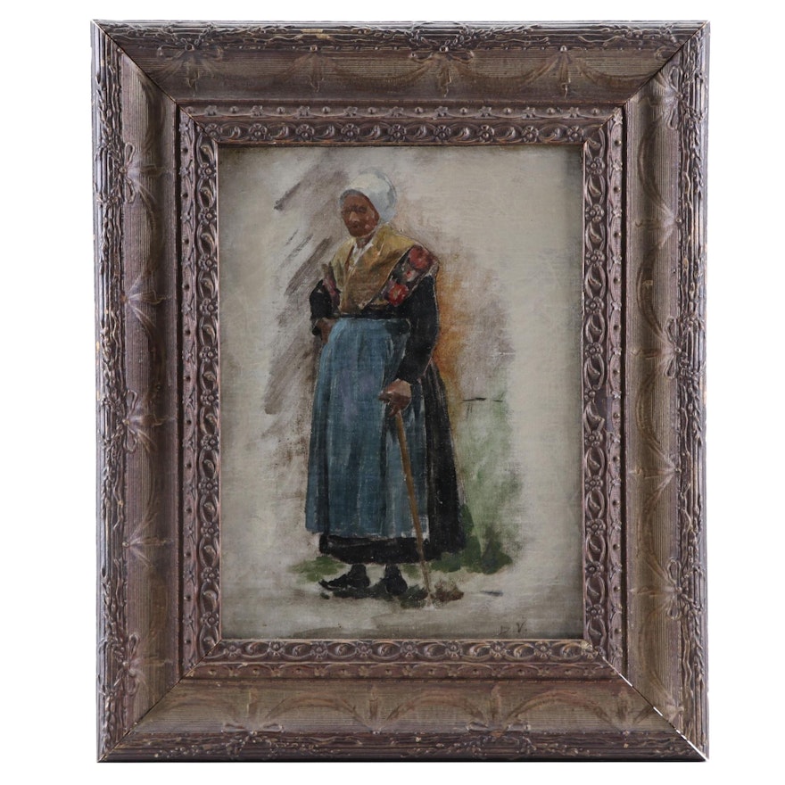 Figurative Oil Painting of Elderly Woman