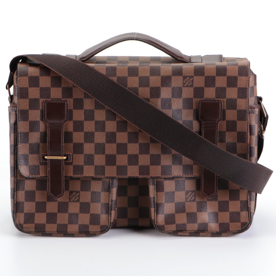 Louis Vuitton Broadway Messenger Bag in Damier Ebene Canvas and Leather