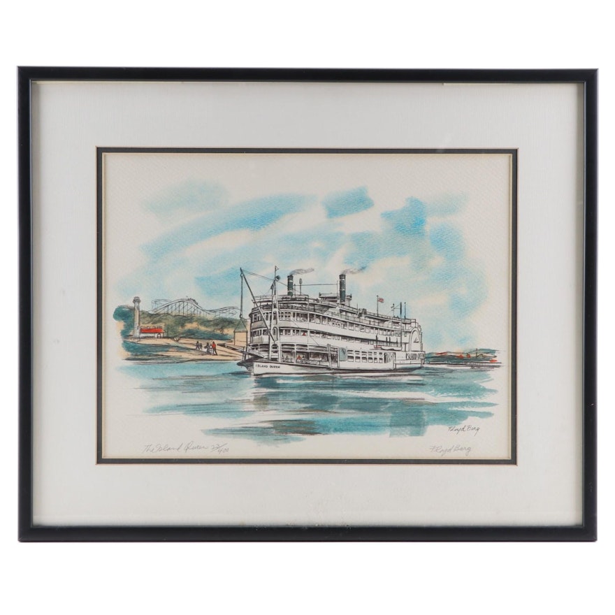 Floyd Berg Offset Lithograph "The Island Queen"