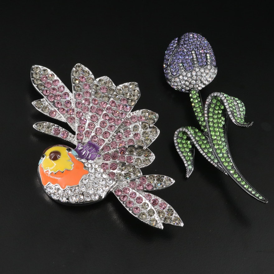 Rara Avis by Iris Apfel Glass and Enamel Brooches Including Disney