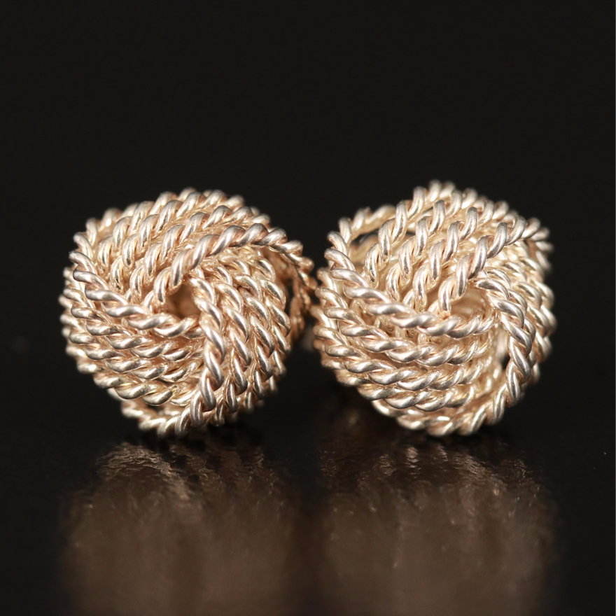 Tiffany & Co. Sterling Lover's Knot Stud Earrings