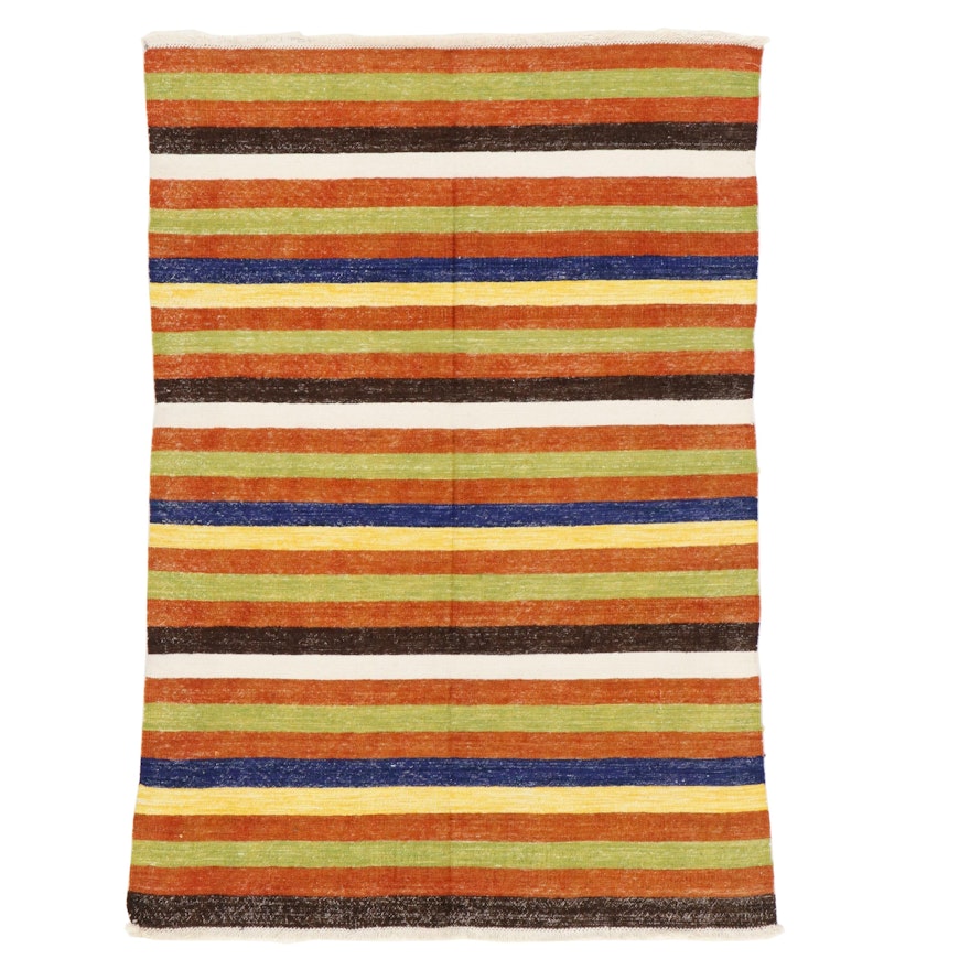 4' x 5'11 Handwoven Striped Kilim Area Rug