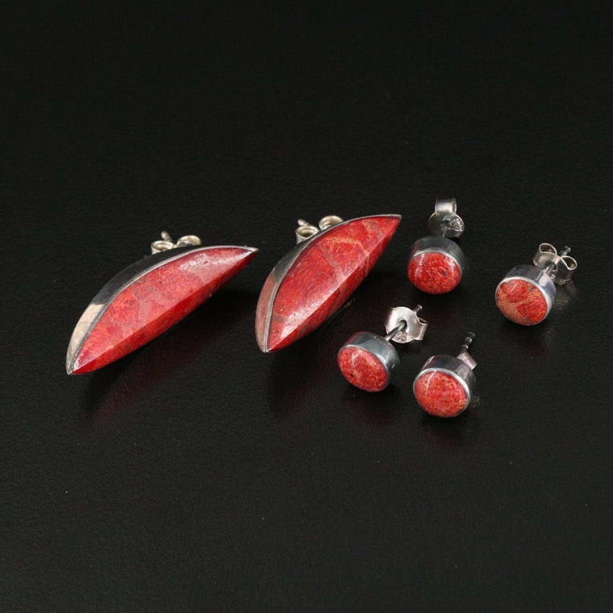 Sterling Coral Earrings