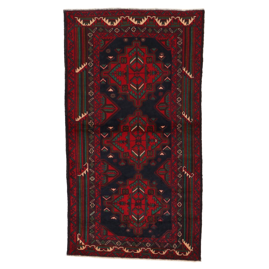 3'8 x 6'11 Hand-Knotted Afghan Baluch Area Rug