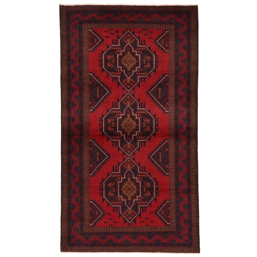 3'8 x 6'6 Hand-Knotted Afghan Baluch Area Rug