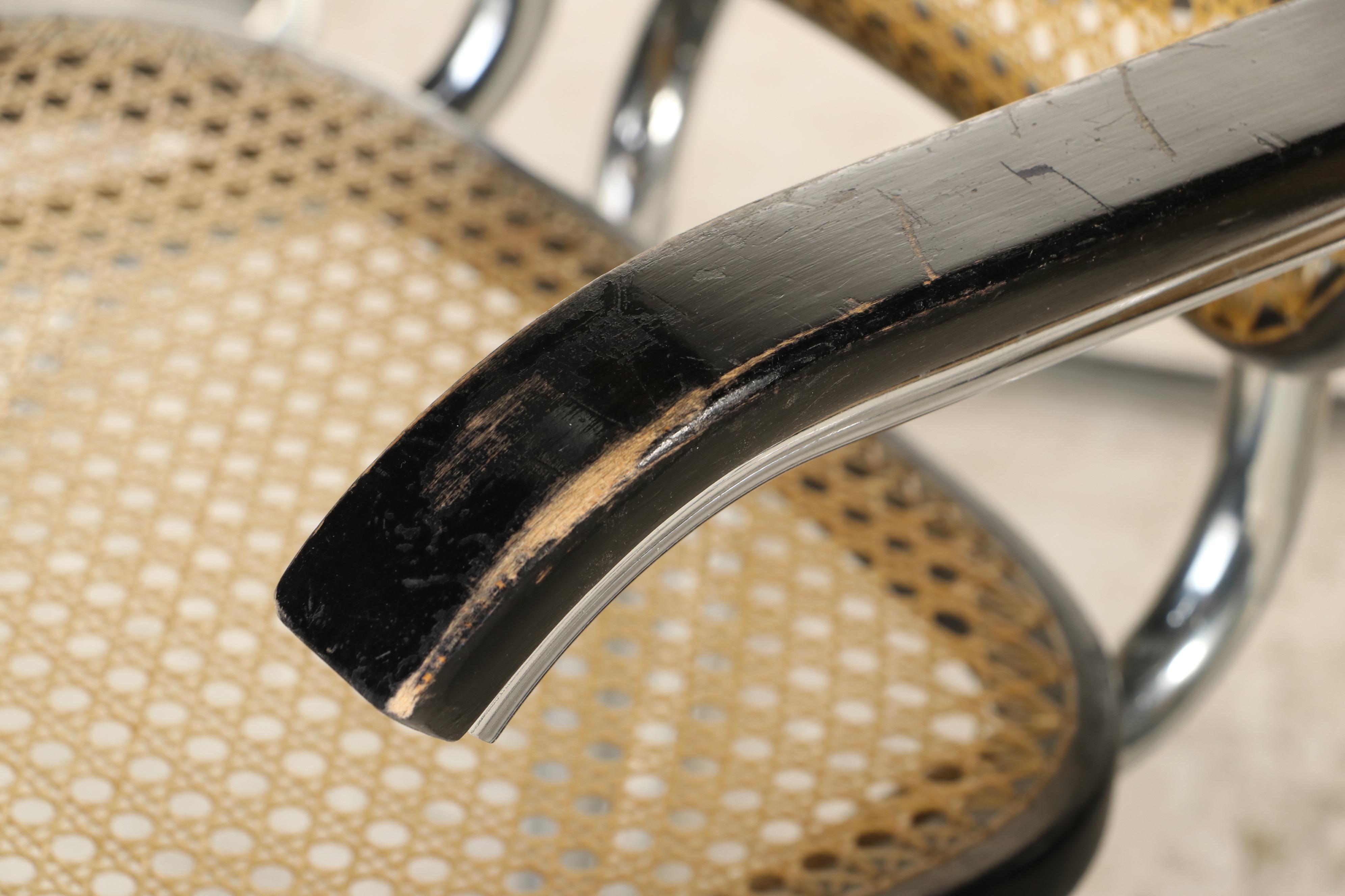 Five Marcel Breuer for Stendig "Cesca" Chromed Steel & Lacquered Wood Armchairs