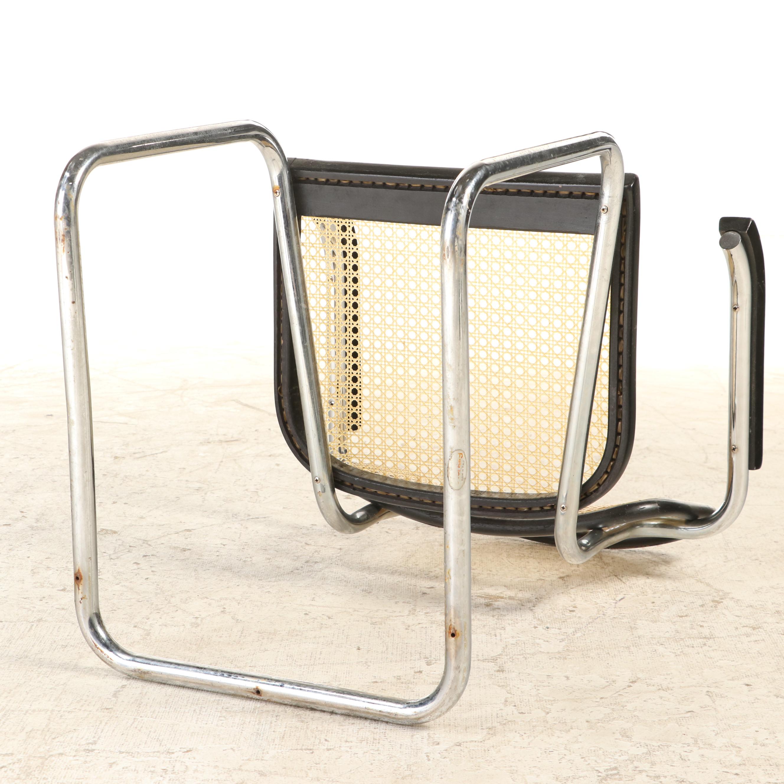 Five Marcel Breuer for Stendig "Cesca" Chromed Steel & Lacquered Wood Armchairs