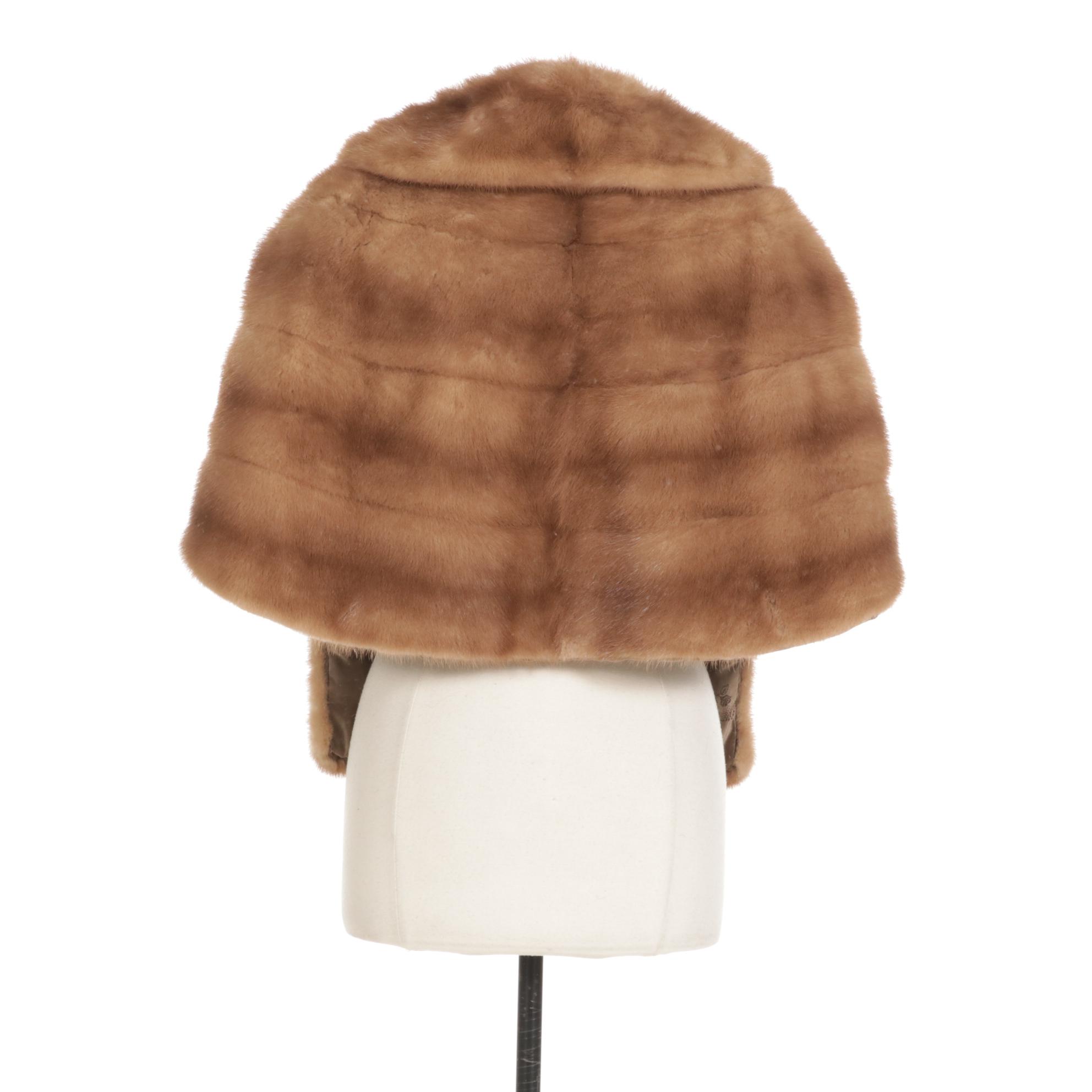EMBA Pastel Natural Brown Mink Fur Stole, Mid-20th Century