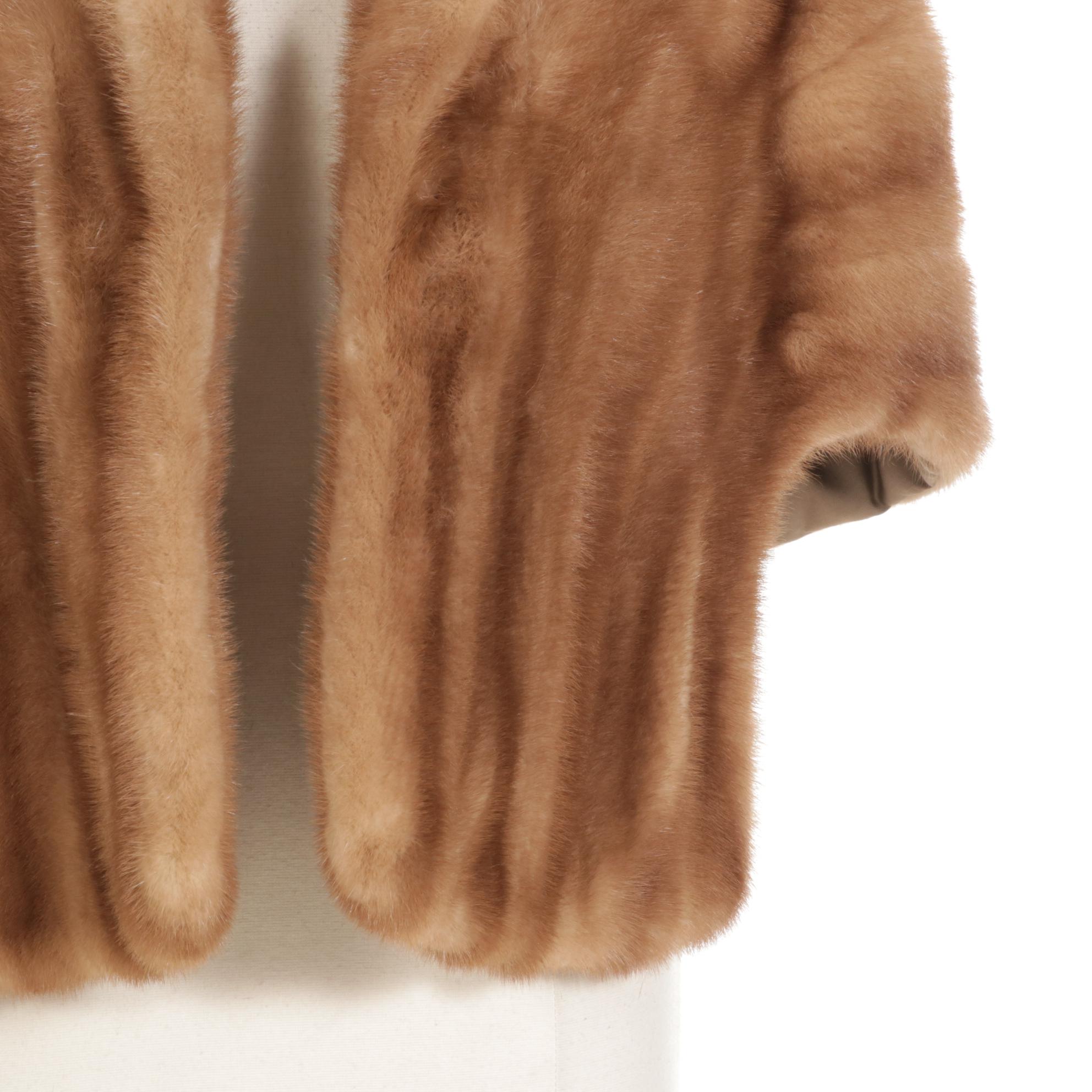 EMBA Pastel Natural Brown Mink Fur Stole, Mid-20th Century