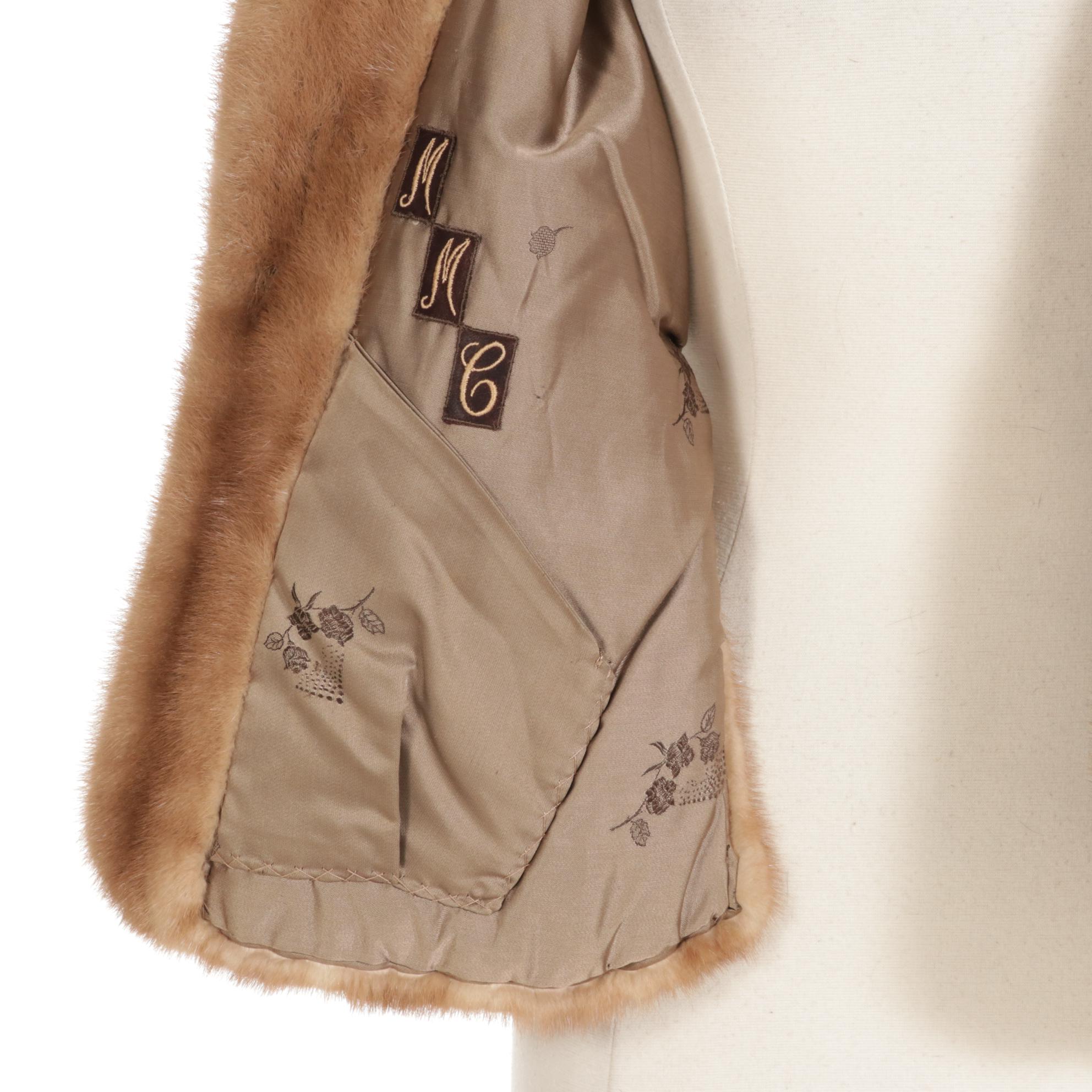 EMBA Pastel Natural Brown Mink Fur Stole, Mid-20th Century