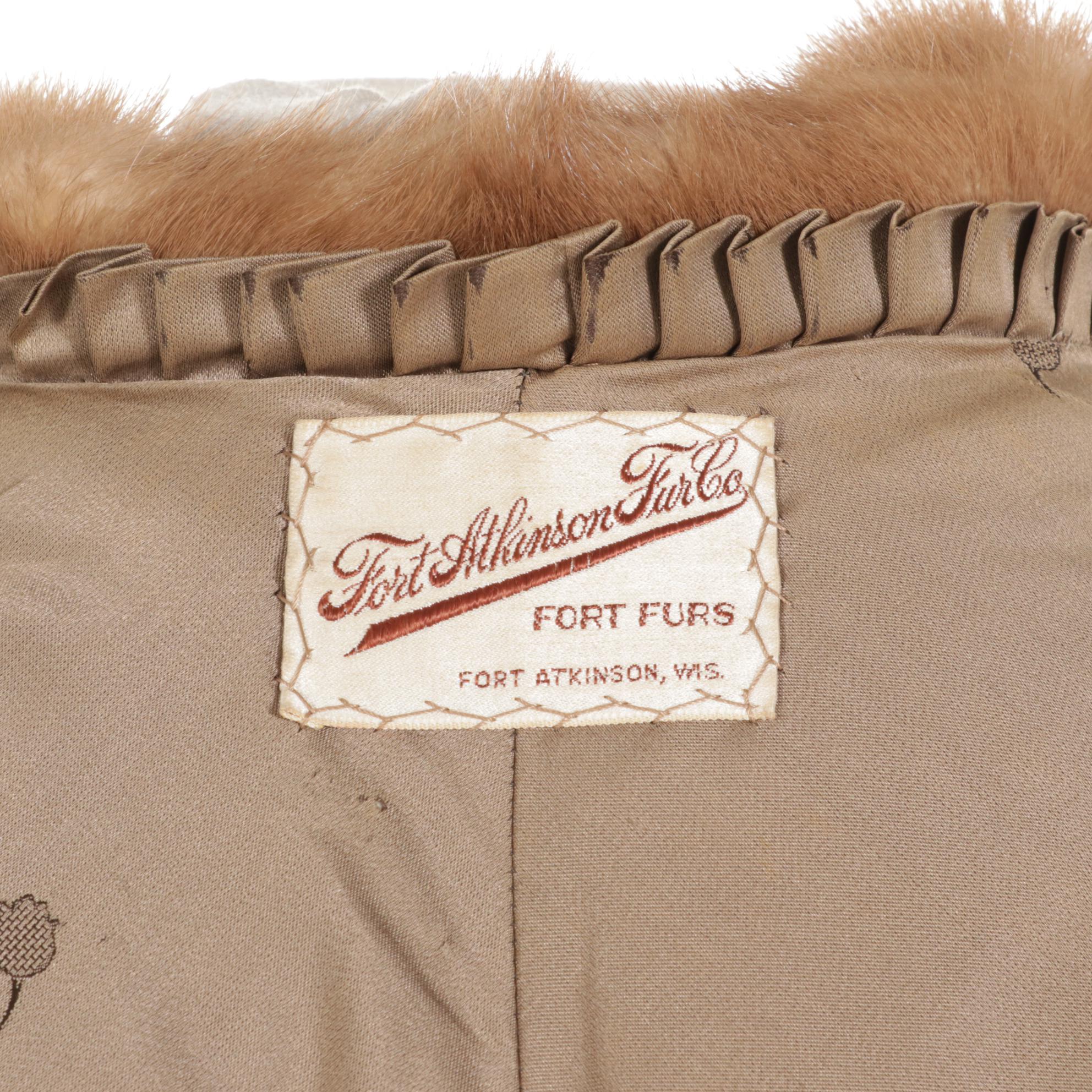 EMBA Pastel Natural Brown Mink Fur Stole, Mid-20th Century