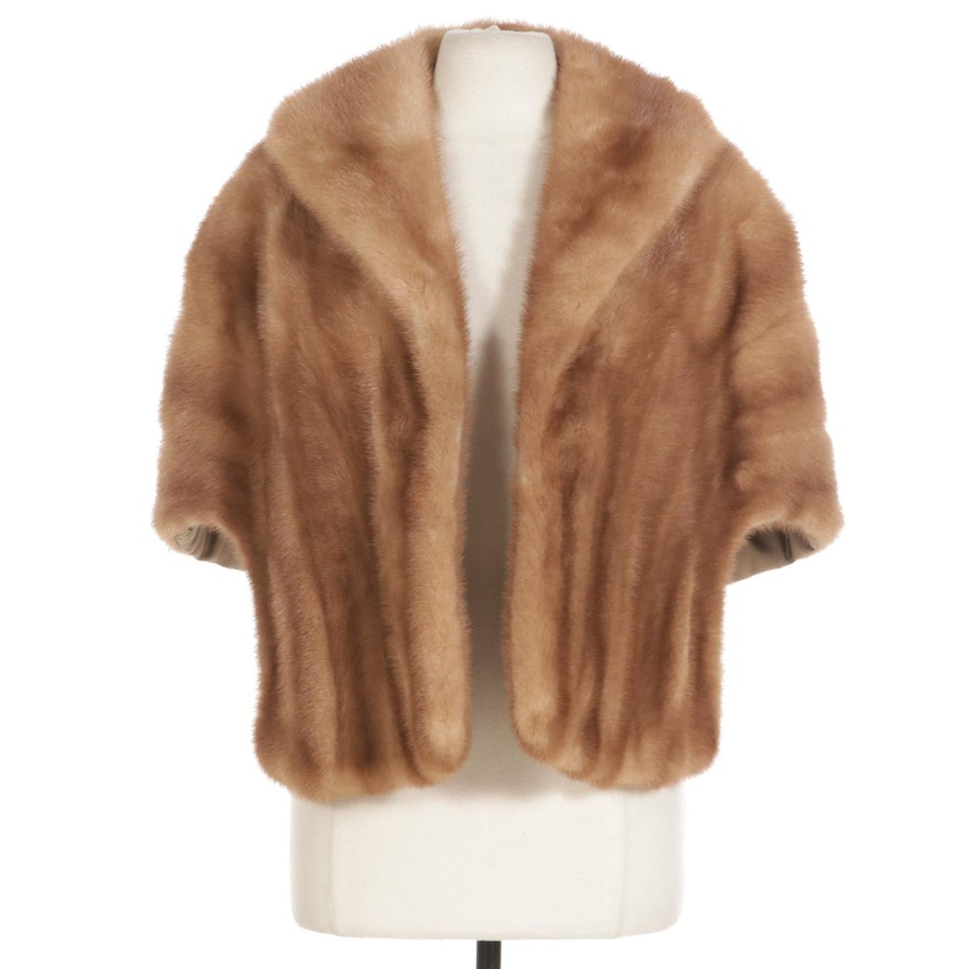 EMBA Pastel Natural Brown Mink Fur Stole, Mid-20th Century
