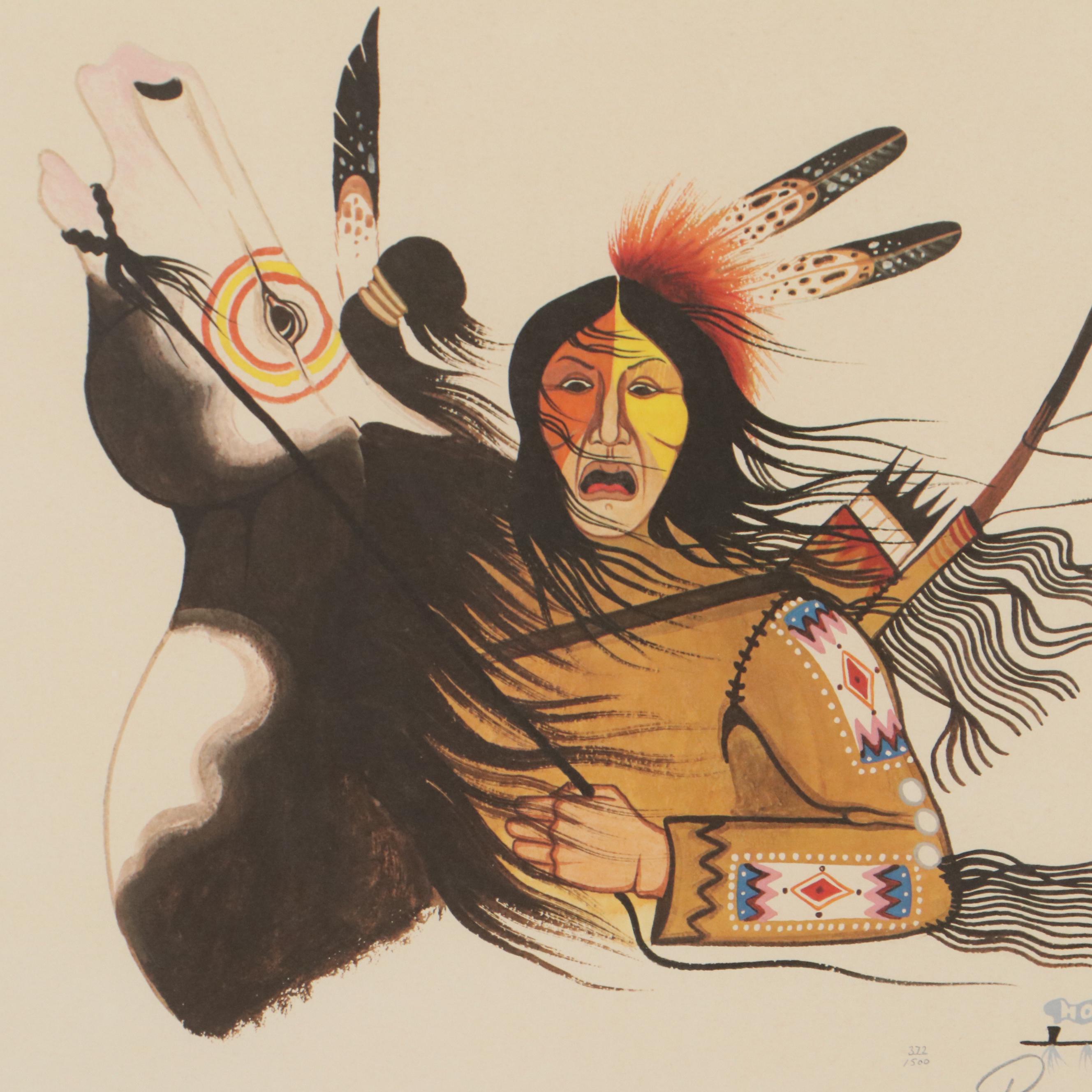 Rance Hood Offset Lithograph  "War Cry," Late 20th Century