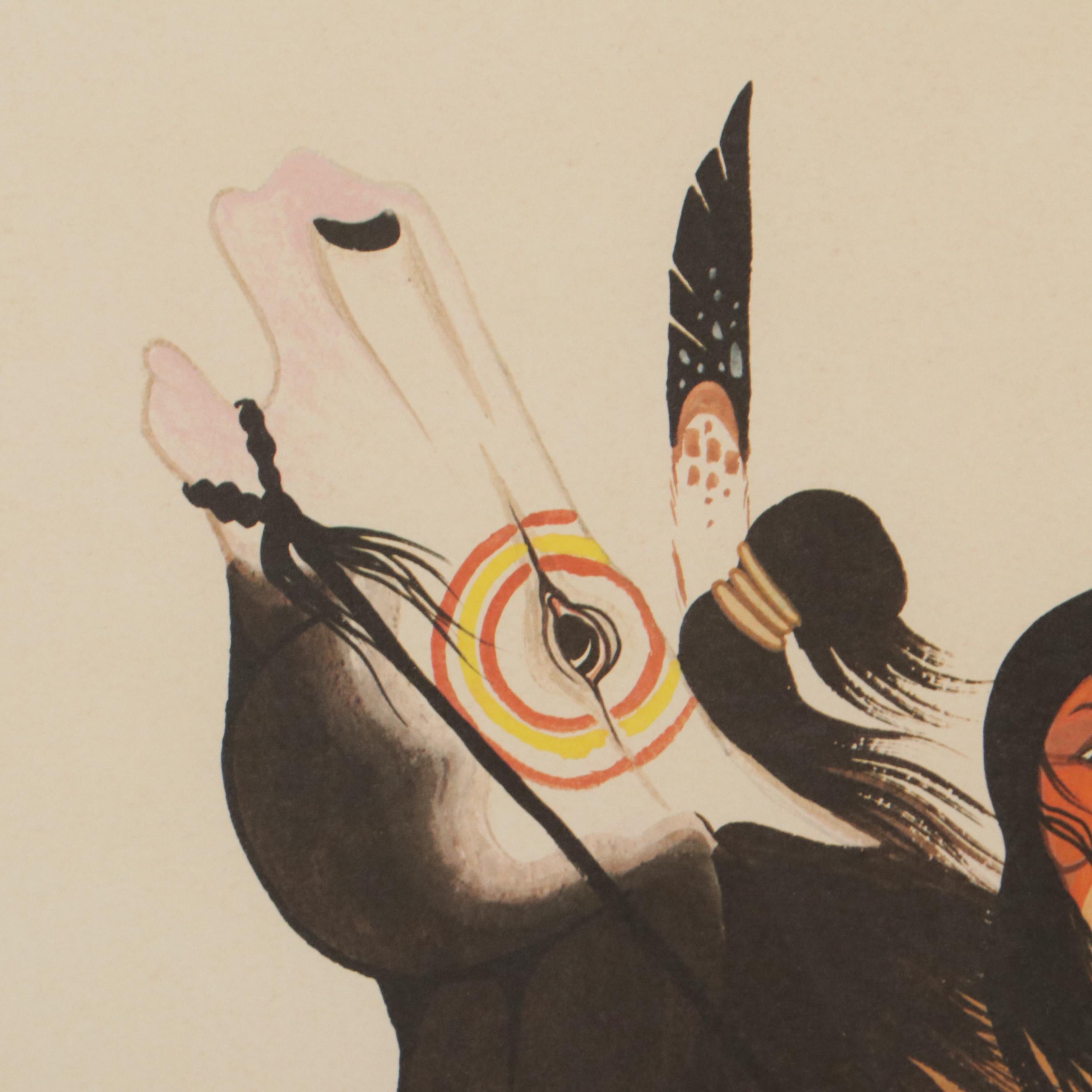 Rance Hood Offset Lithograph  "War Cry," Late 20th Century