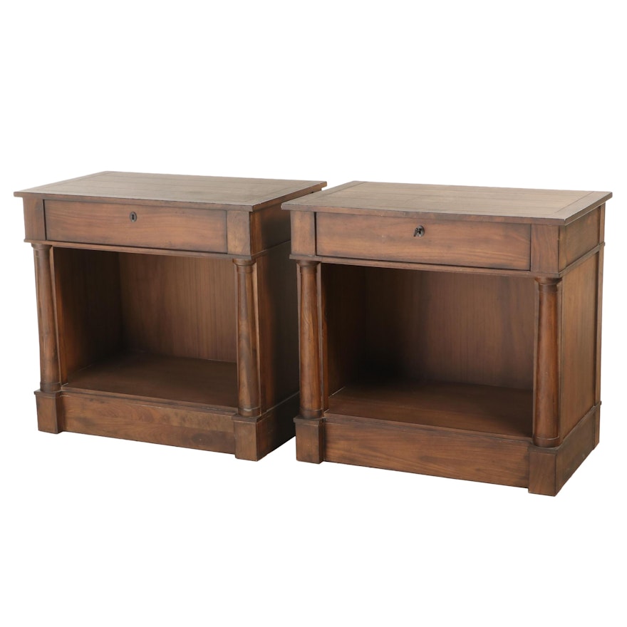 Pair of Open Cabinet Nightstands with Drawer
