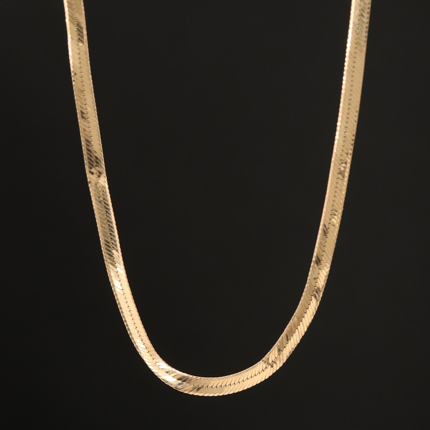 Italian 14K Herringbone Chain Necklace