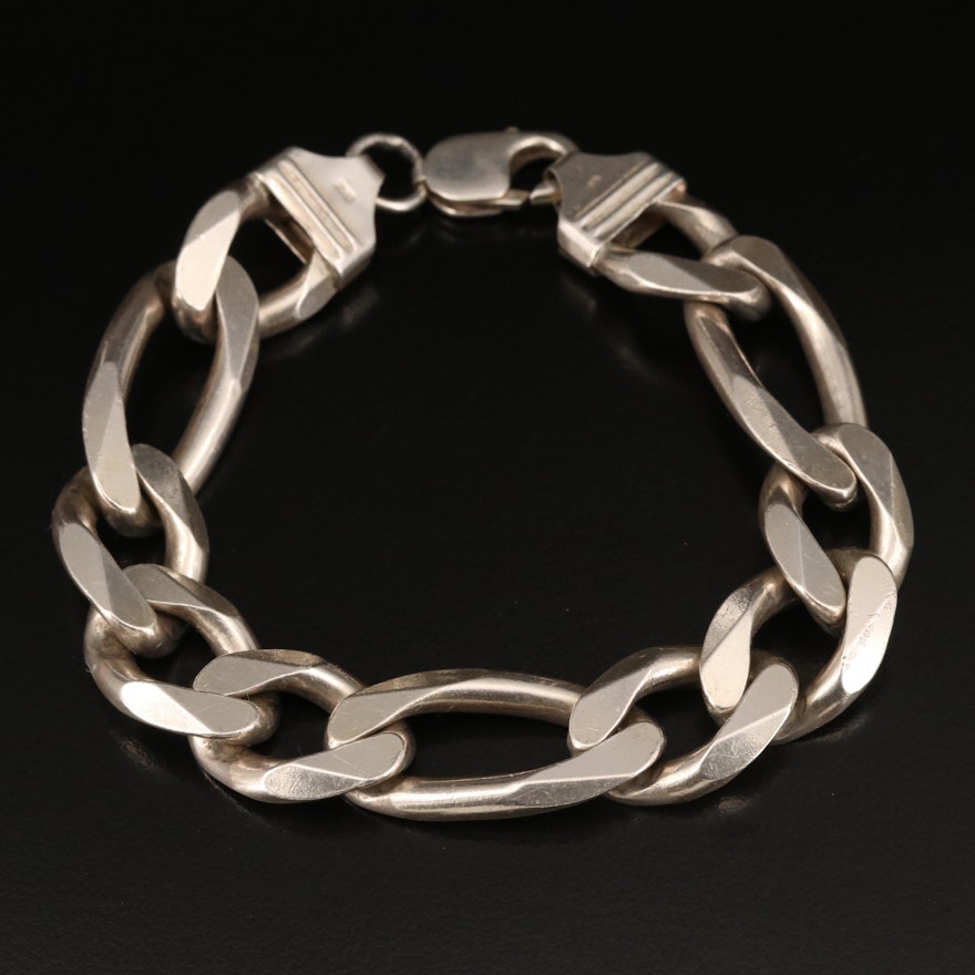 Italian Sterling Figaro Chain Bracelet