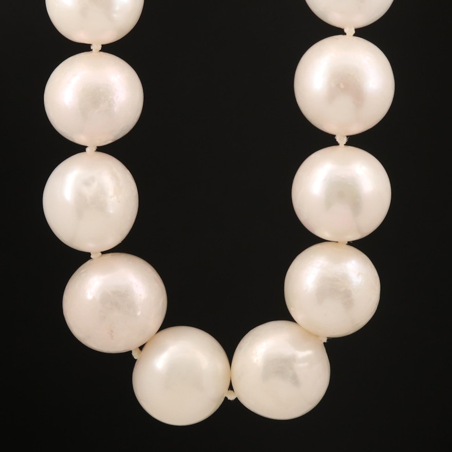 11.25 mm - 13.10 mm Graduated Pearl Necklace with 14K Clasp