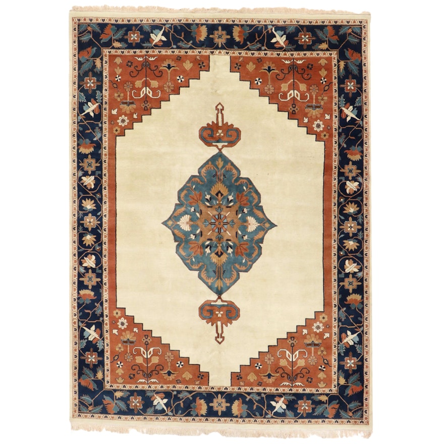 10'1 x 14'4 Hand-Knotted Indo-Persian Medallion Room Sized Rug