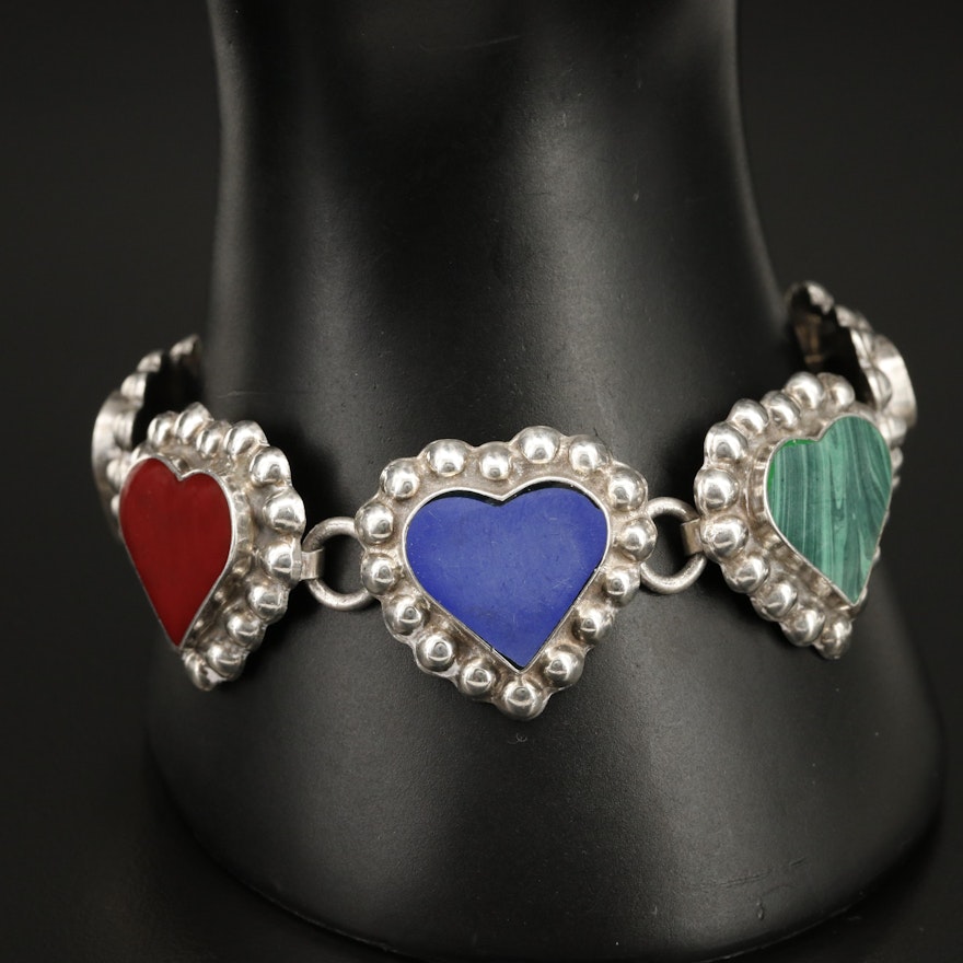 Mexican Sterling Heart Bracelet