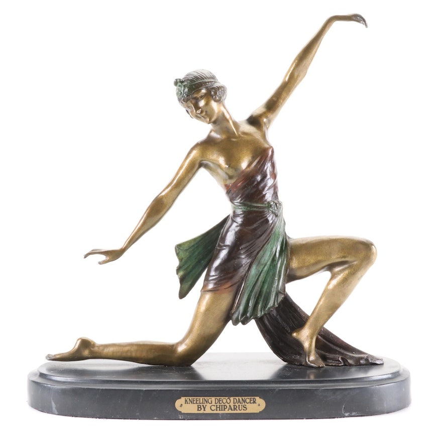Bronze Sculpture After Demétre Chiparus "Kneeling Deco Dancer"