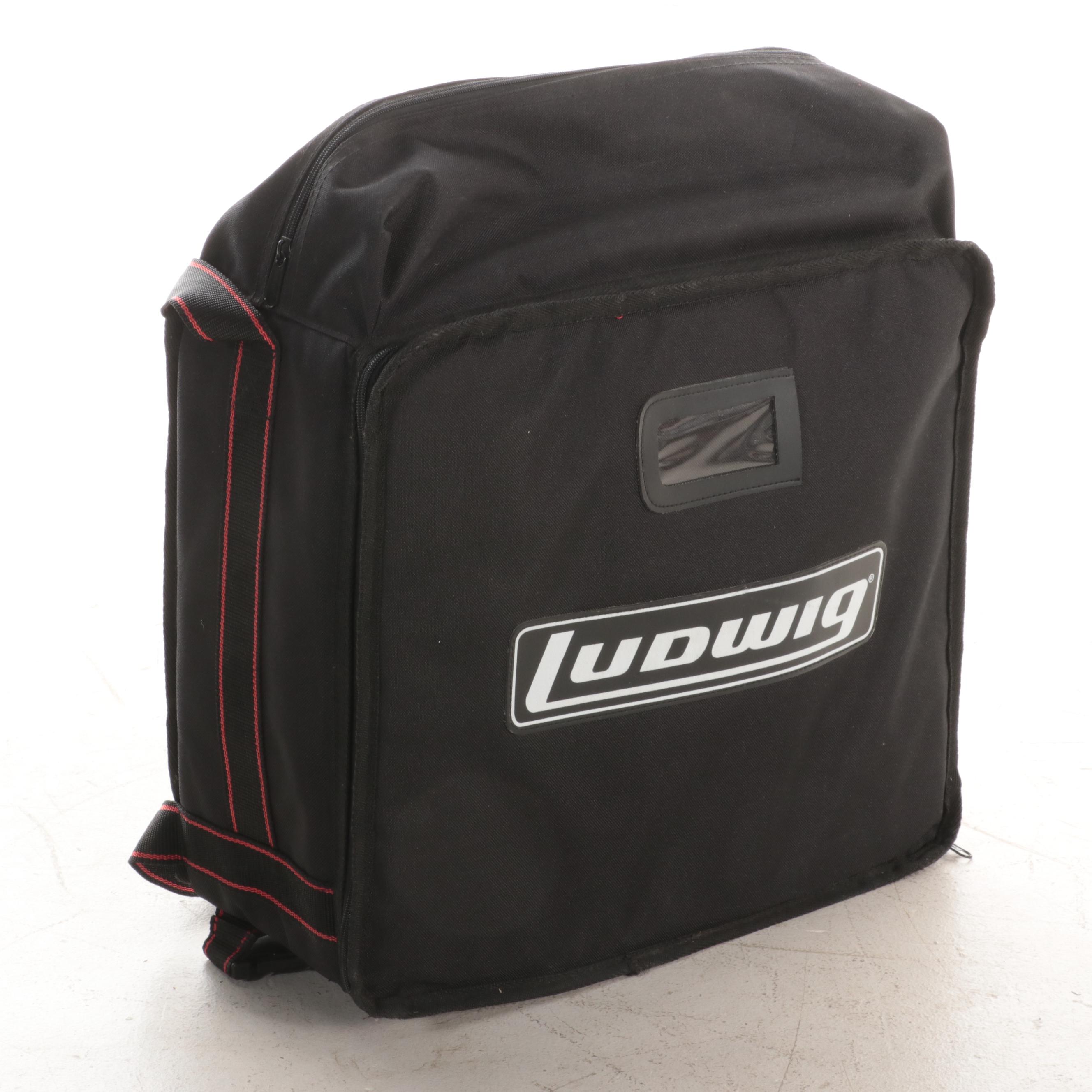 Ludwig Acrolite Snare Drum with Black and White Badge, Sticks, Stand, Case