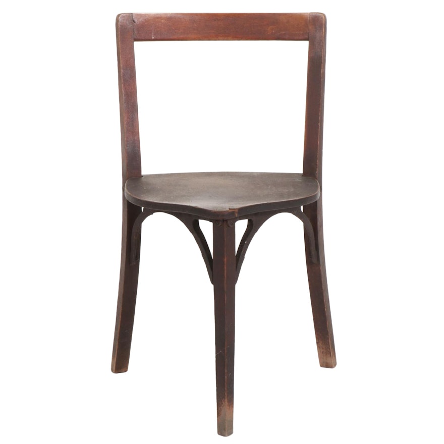 Three-Leg Side Chair with Cast Iron Brackets, Early 20th Century