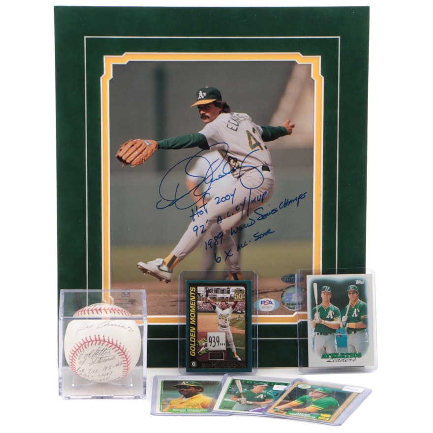 Oakland A's Collection, Dennis Eckersley Signed Photo, Jose Canseco Signed Ball