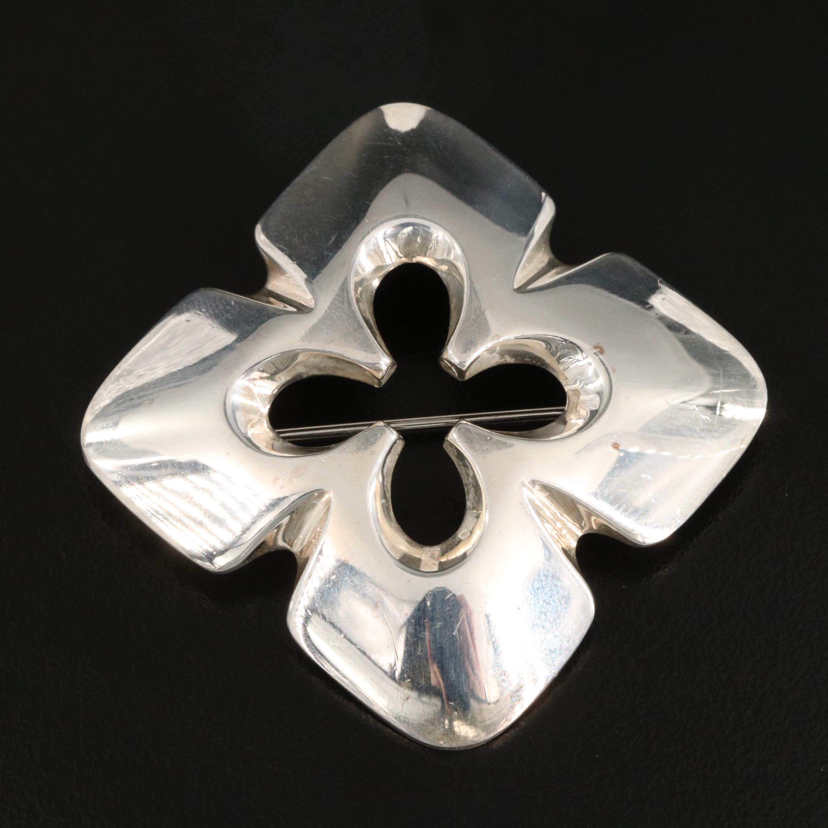 Ernest A Blyth for Ivan Tarratt Jewelers Sterling Quatrefoil Brooch