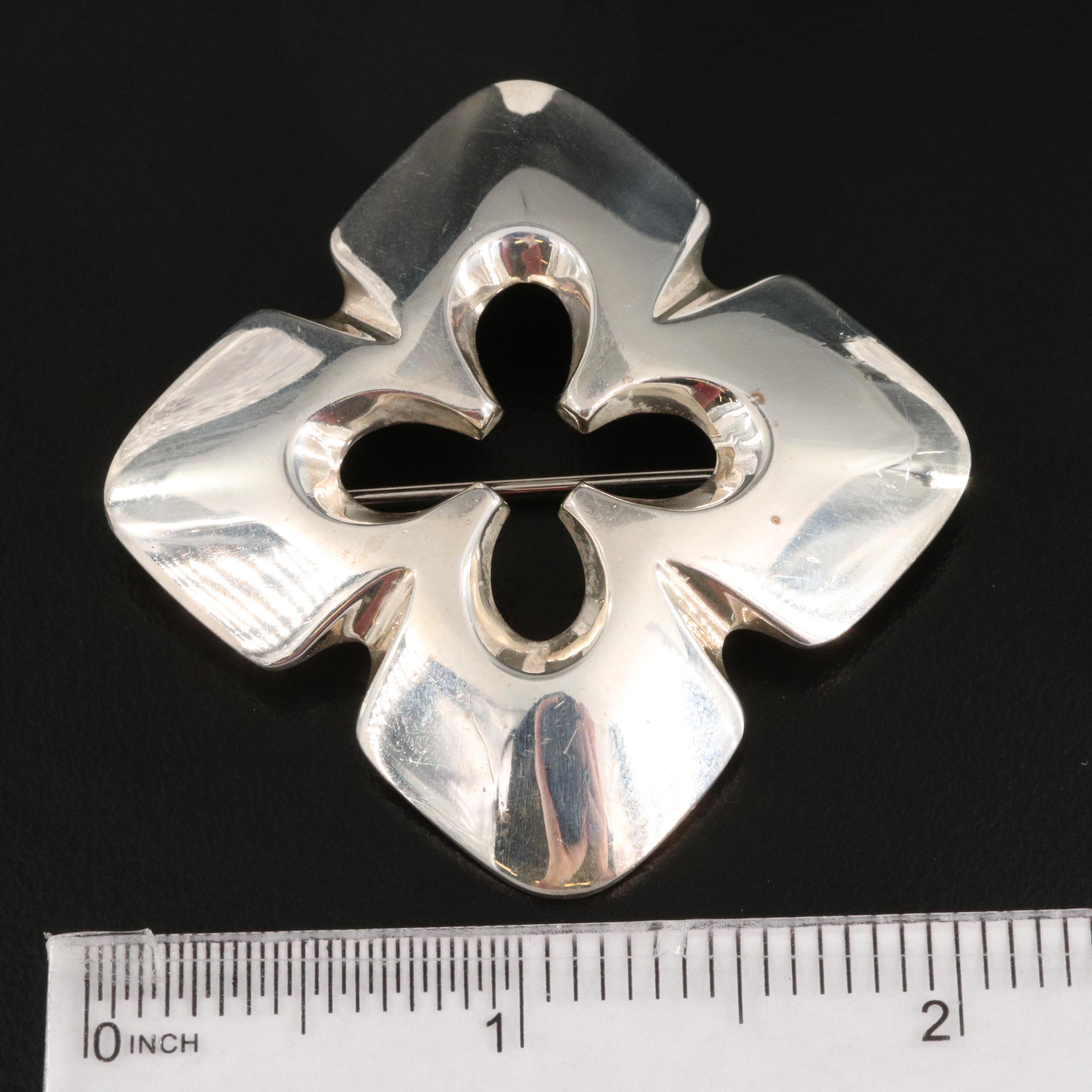 Ernest A Blyth for Ivan Tarratt Jewelers Sterling Quatrefoil Brooch