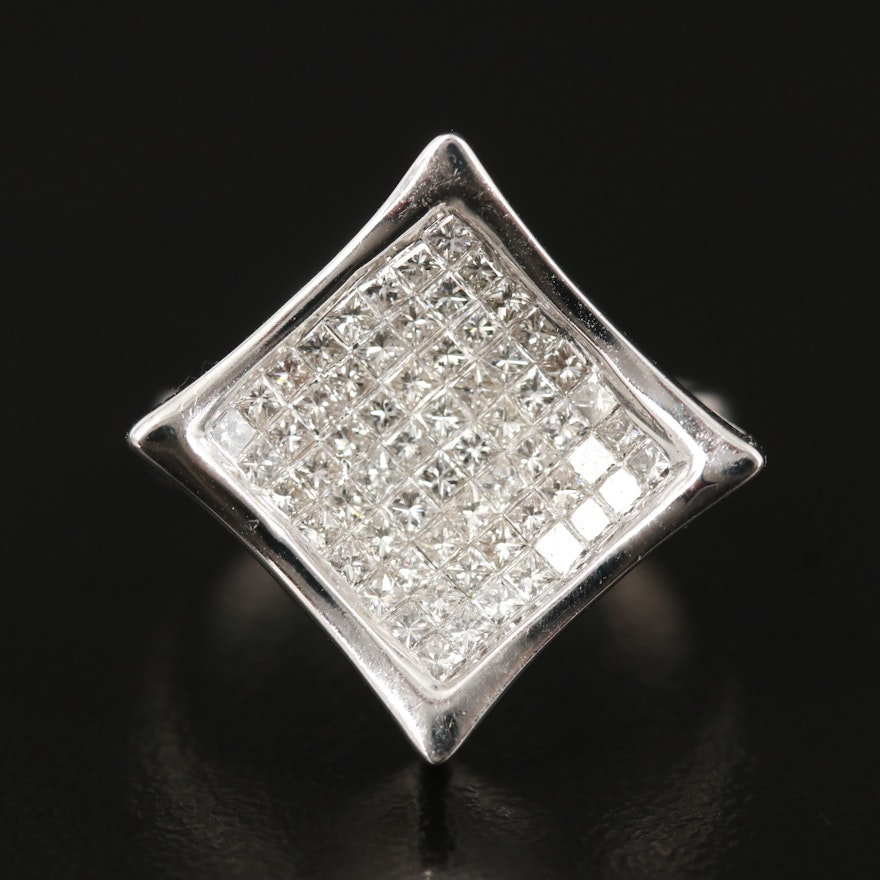 14K 1.36 CTW Diamond Convex Square Ring