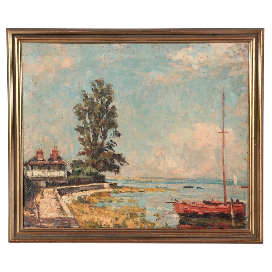 American Impressionist Landscape Oil Painting, Early 20th Century