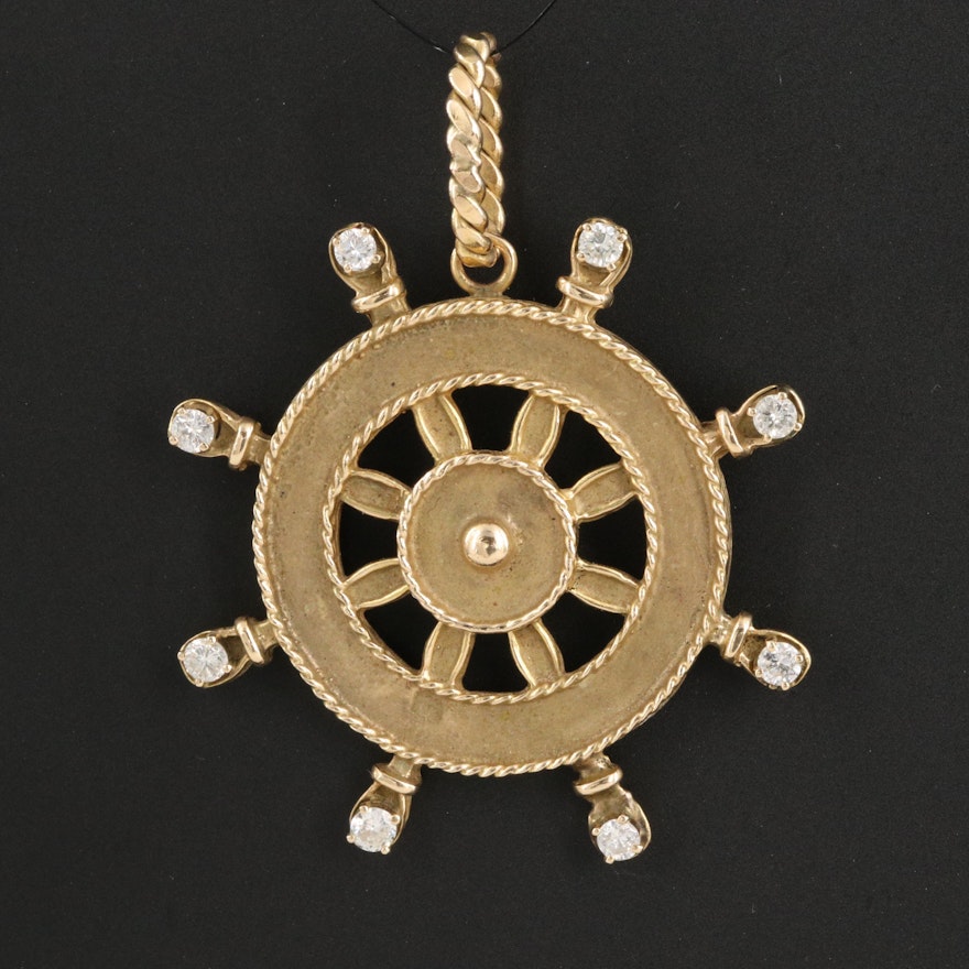 14K 0.68 CTW Diamond Ship's Wheel Pendant