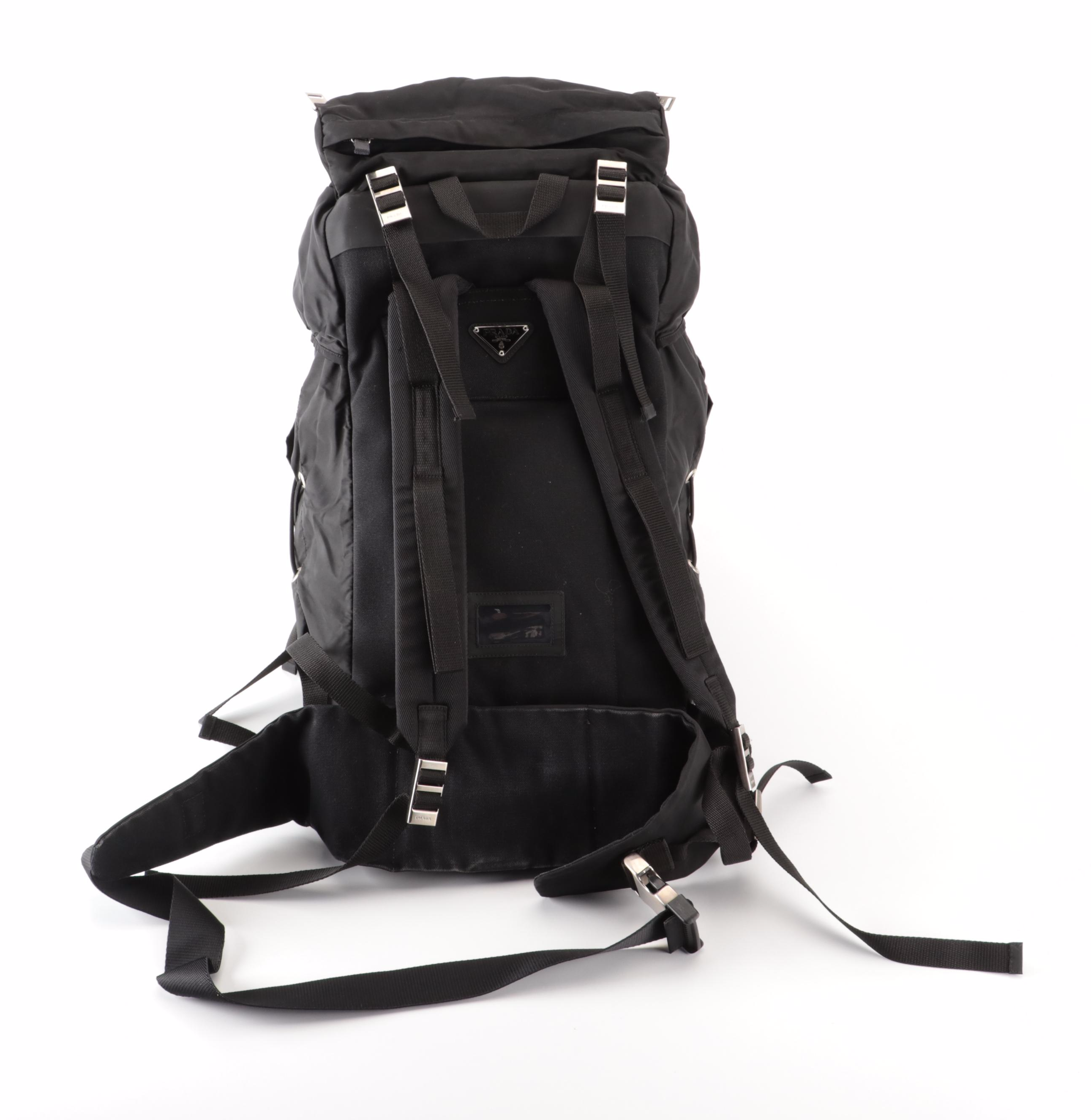 Prada Internal Frame Hiking Backpack in Nylon and Canvas