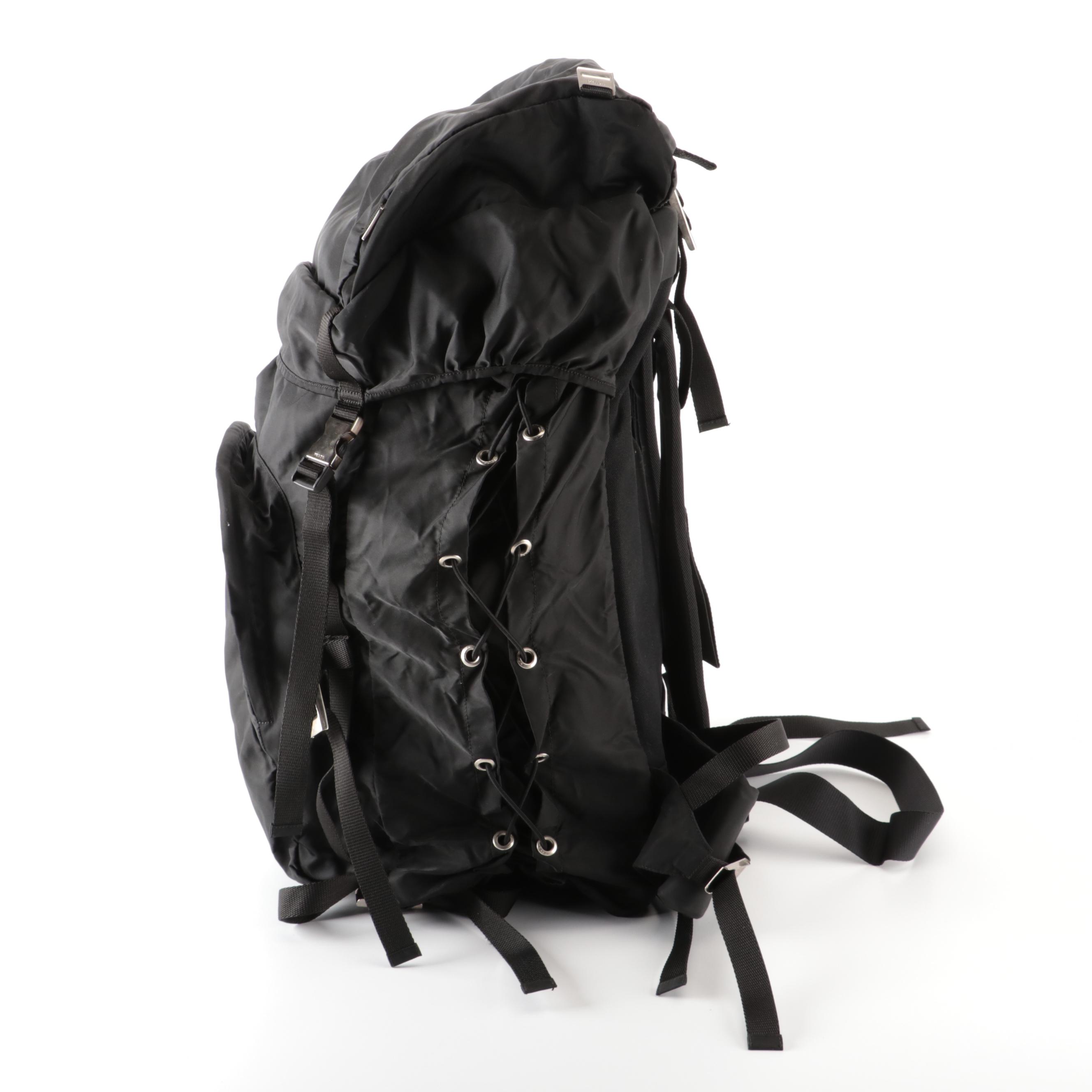 Prada Internal Frame Hiking Backpack in Nylon and Canvas